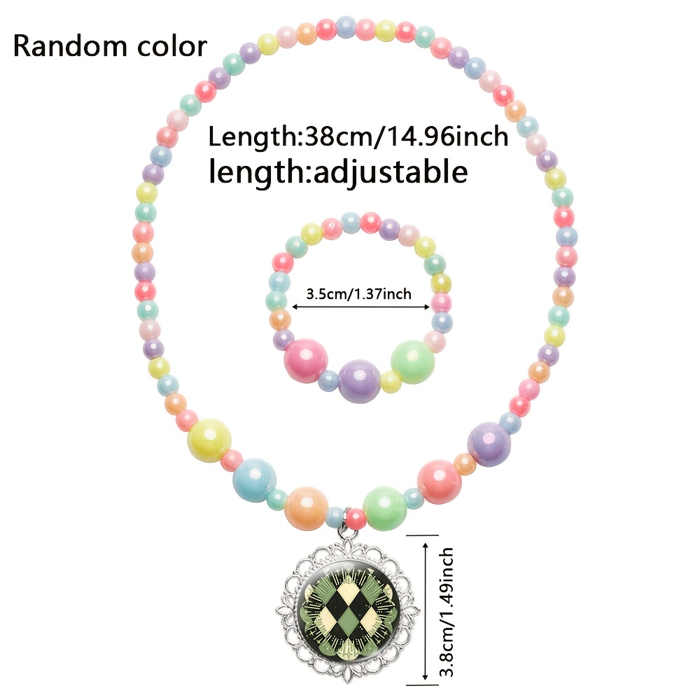 2pcs Women's Cute Necklace & Bracelet Set, Random Colour